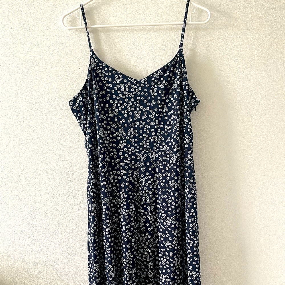 Brand new LOFT Navy blue smocked back strappy midi dress